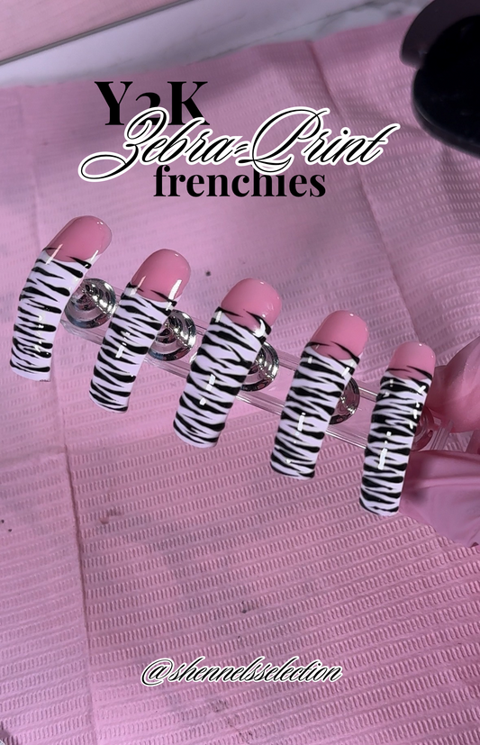 Y2K Zebra Print Frenchie Press Ons